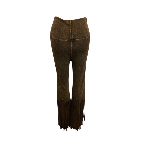 T Party Womens Brown Fringe Pants XL Western Style - Picture 5 of 7